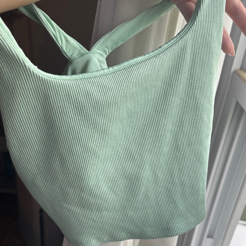 ALO Yoga Light Green Ribbed Tank Top